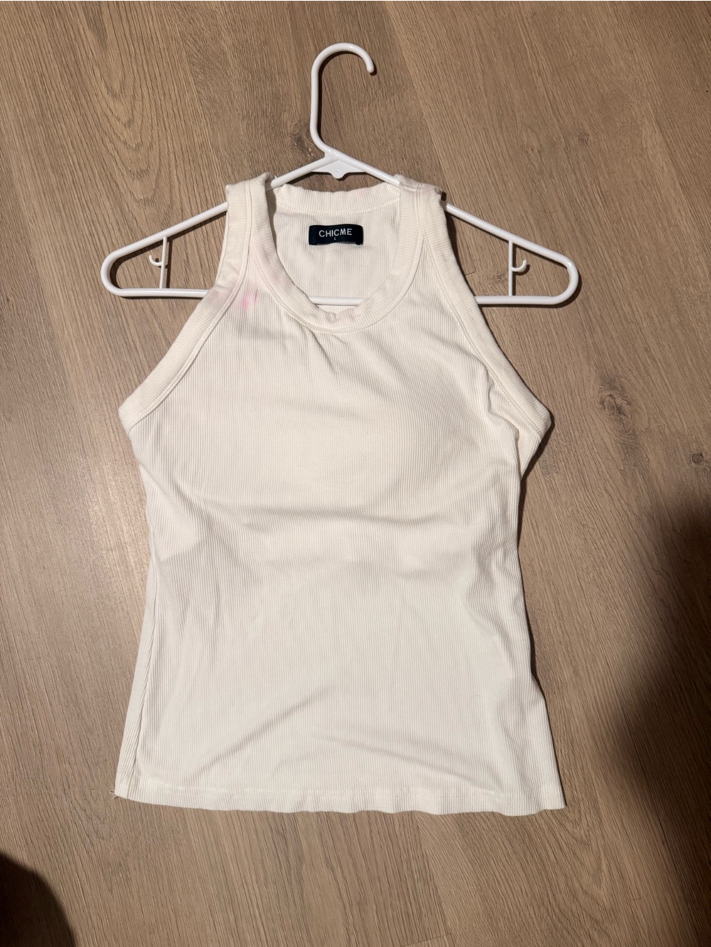 Cream Ribbed Racerback Tank Top with built in bra